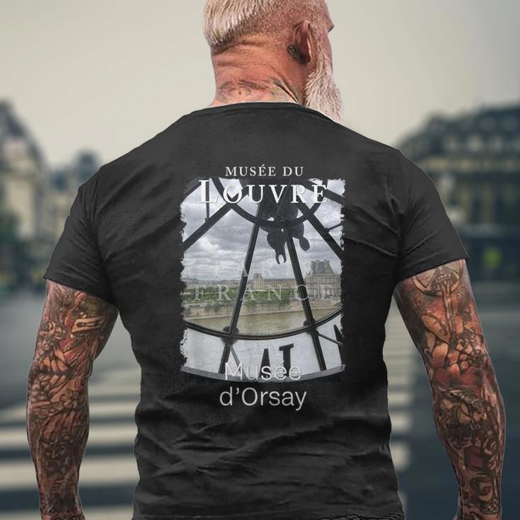 オルセー美術館の時計 パリ フランス ルーヴル美術館 メンズTシャツ バックプリント 高齢者への贈り物