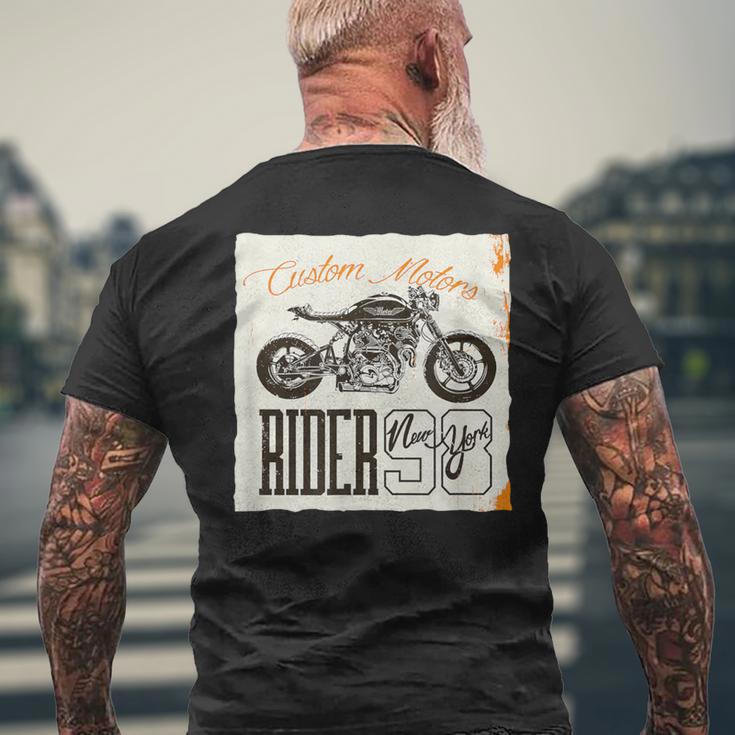 カフェレーサー カスタム バイク おしゃれ オートバイ ライダー イラスト メンズTシャツ バックプリント 高齢者への贈り物