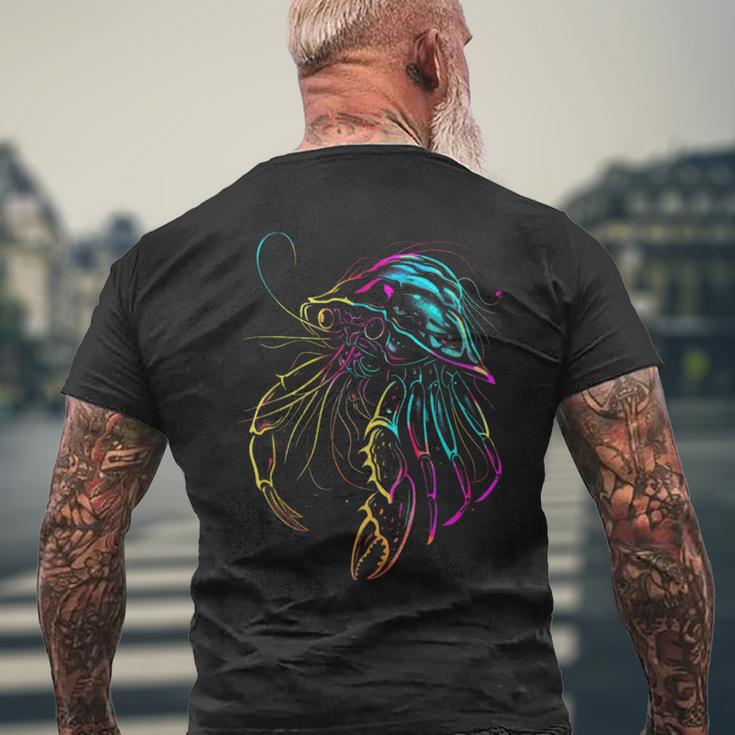 カラフル ヤドカリ 鮮やかな海の生き物 メンズTシャツ バックプリント 高齢者への贈り物