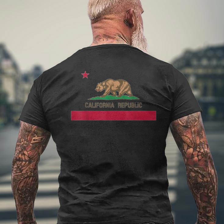 カリフォルニア州 'Bear Republic' 州旗 メンズTシャツ バックプリント 高齢者への贈り物