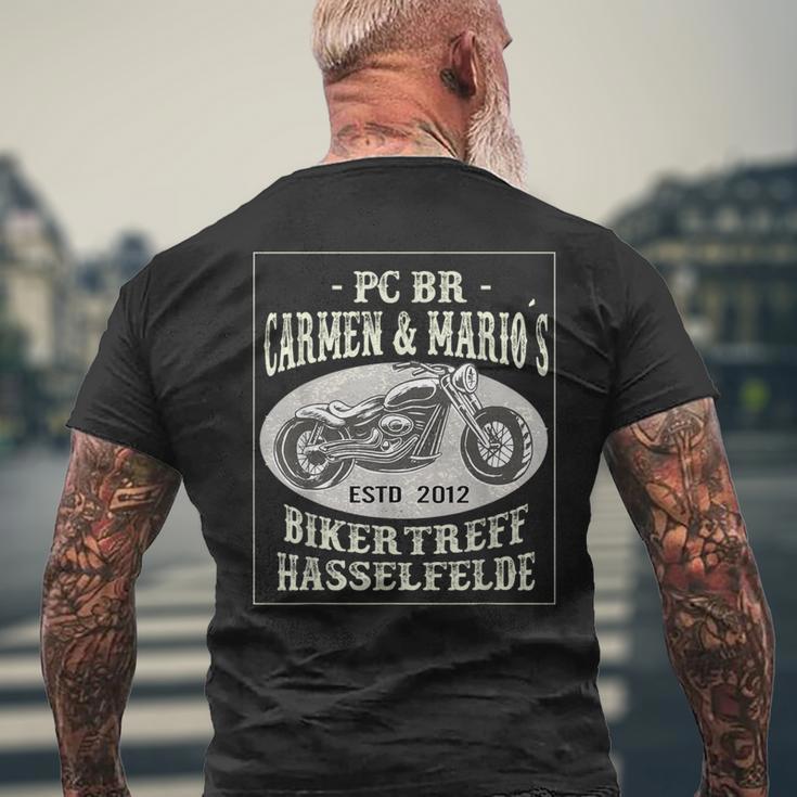 カルメン&マリオのバイカートレフ・ハッセルフェルデ メンズTシャツ バックプリント 高齢者への贈り物
