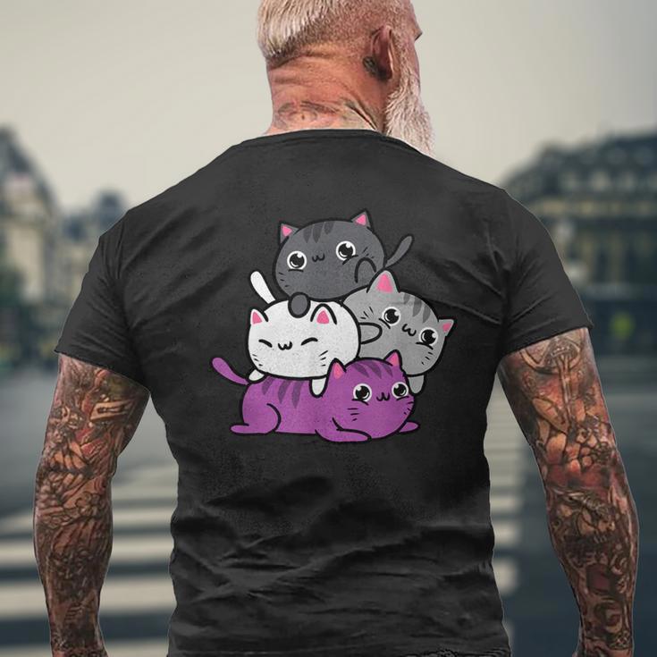カワイイ猫の山 アセクシャルプライド メンズTシャツ バックプリント 高齢者への贈り物