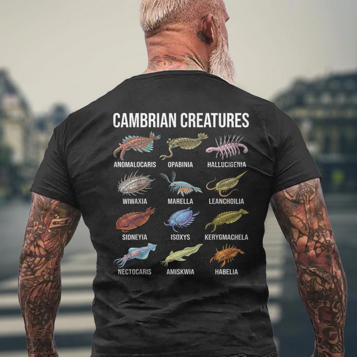 カンブリア紀の生き物 古生物学 化石 海洋生物 メンズTシャツ バックプリント 高齢者への贈り物