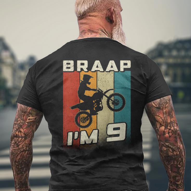 キッズ Braap I'm 9 ダートバイク 誕生日 9 Mx 9歳の誕生日 モトクロス メンズTシャツ バックプリント 高齢者への贈り物