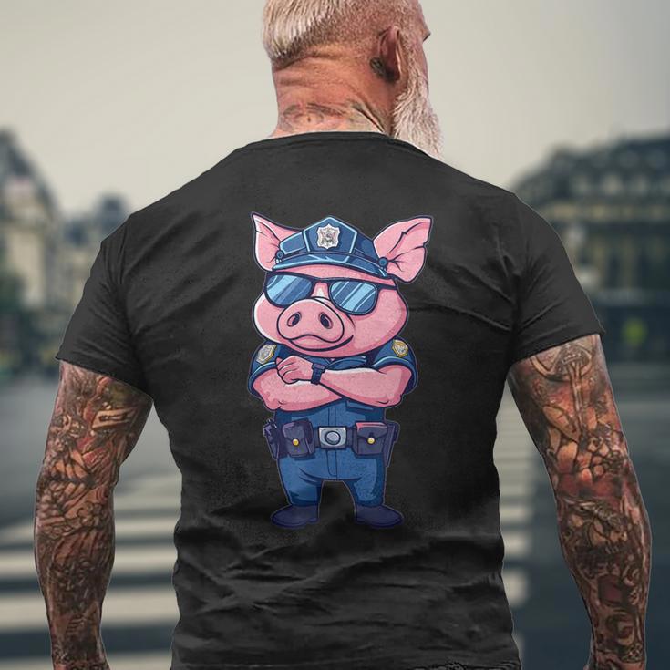 キッズ 警察豚 メンズTシャツ バックプリント 高齢者への贈り物