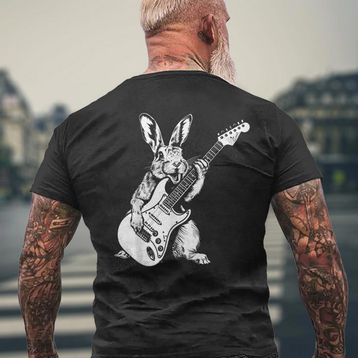 ギタリスト ギター ギタープレーヤー ウサギ お父さん ママ メンズTシャツ バックプリント 高齢者への贈り物