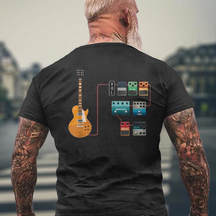 ギターペダルとストンプボックスジャム メンズTシャツ バックプリント 高齢者への贈り物