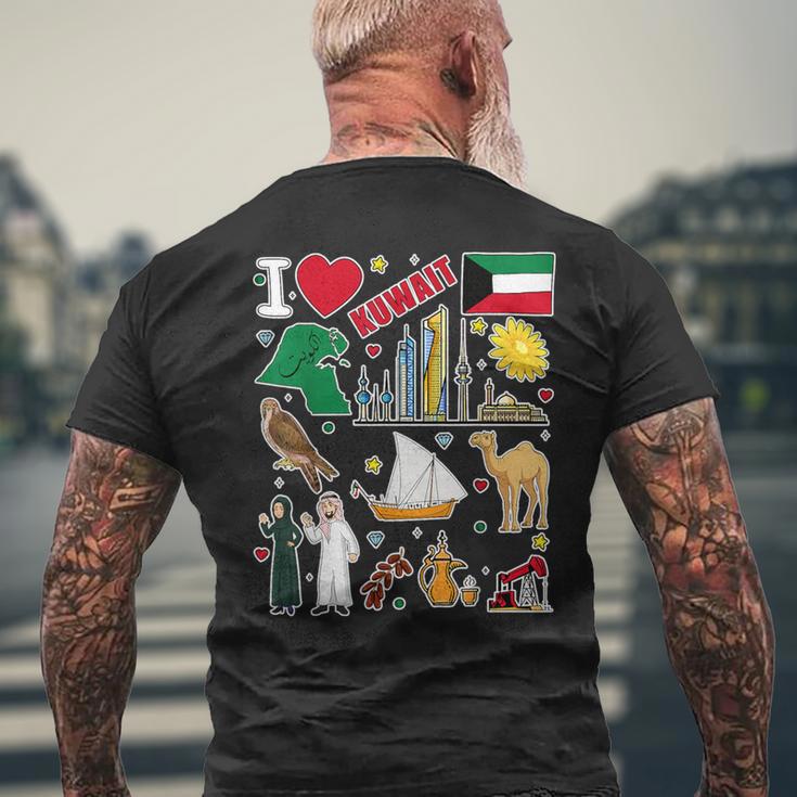 クウェート 手描きのシンボル クウェート地図 文化的アイコン メンズTシャツ バックプリント 高齢者への贈り物