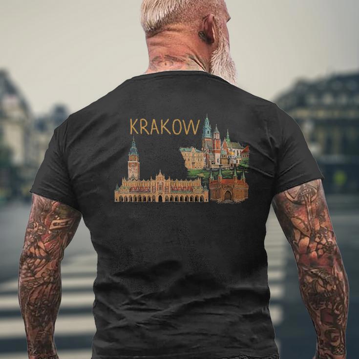 クラクフ ポーランド 旅行 お土産 都市 ランドマーク ギフト メンズTシャツ バックプリント 高齢者への贈り物