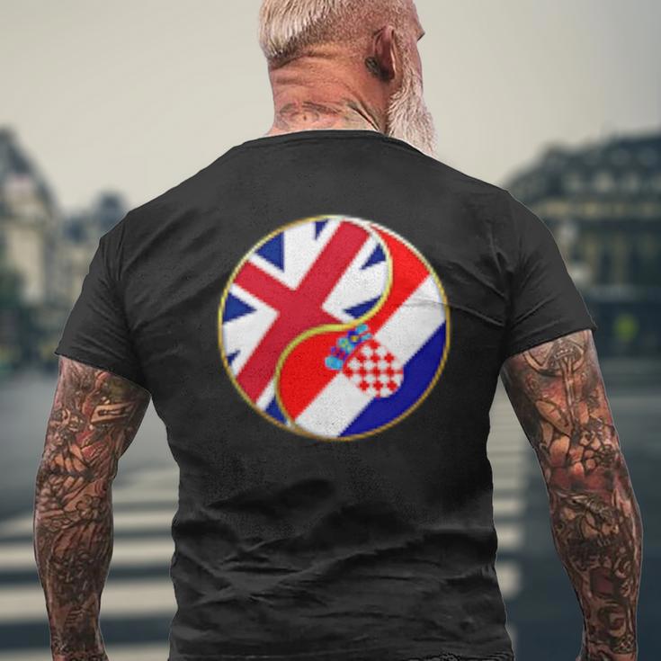 クロアチアの旗 イングランド イギリス 英語 イギリス クロアチア語 メンズTシャツ バックプリント 高齢者への贈り物