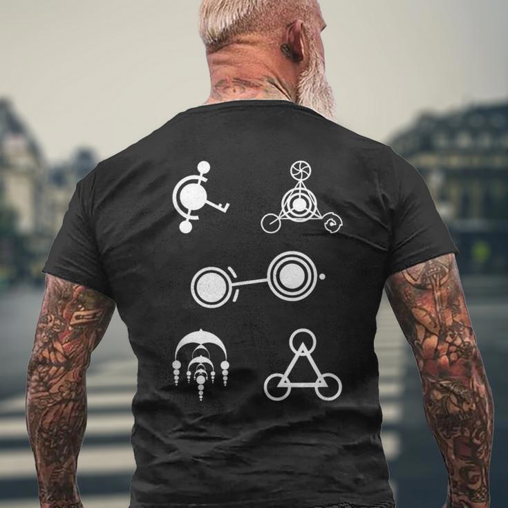 クロップサークルデザインミステリー メンズTシャツ バックプリント 高齢者への贈り物