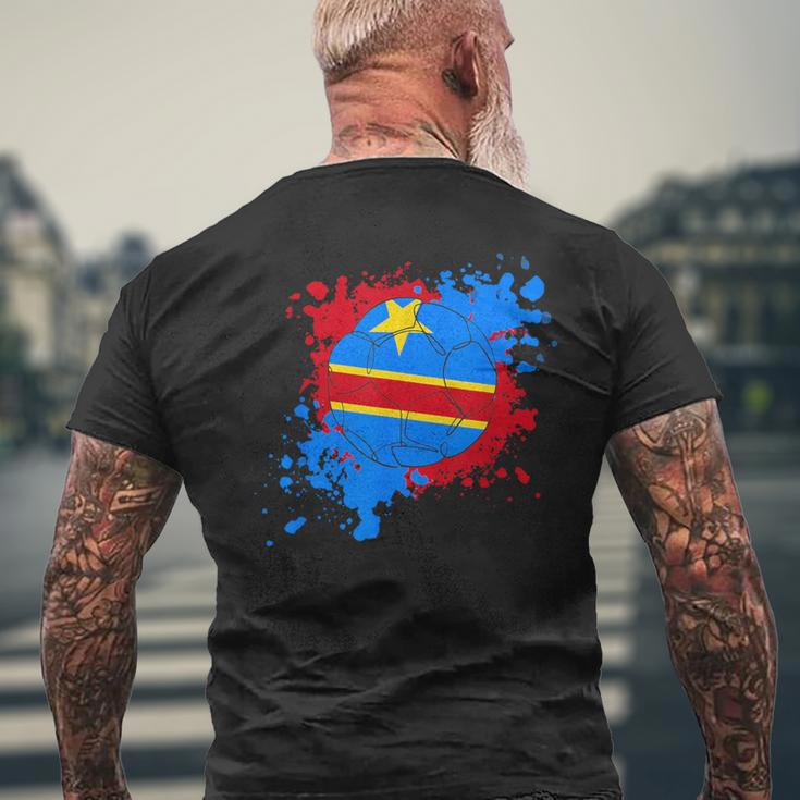 コンゴ民主共和国の国旗付きサッカーボール メンズTシャツ バックプリント 高齢者への贈り物