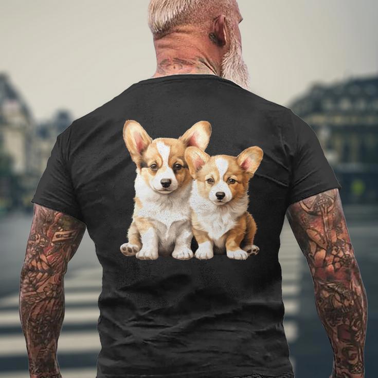 コーギー子犬 長袖tシャツ メンズTシャツ バックプリント 高齢者への贈り物