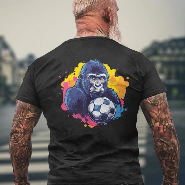 ゴリラ サッカーボール 鮮やかな色 メンズTシャツ バックプリント 高齢者への贈り物
