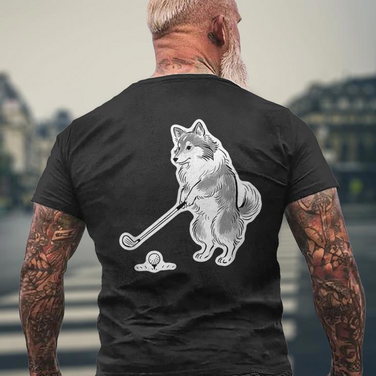 ゴルフ シェットランドシープドッグ シェルティ グッズ おもしろ 犬 面白い 笑える 和風 メンズTシャツ バックプリント 高齢者への贈り物
