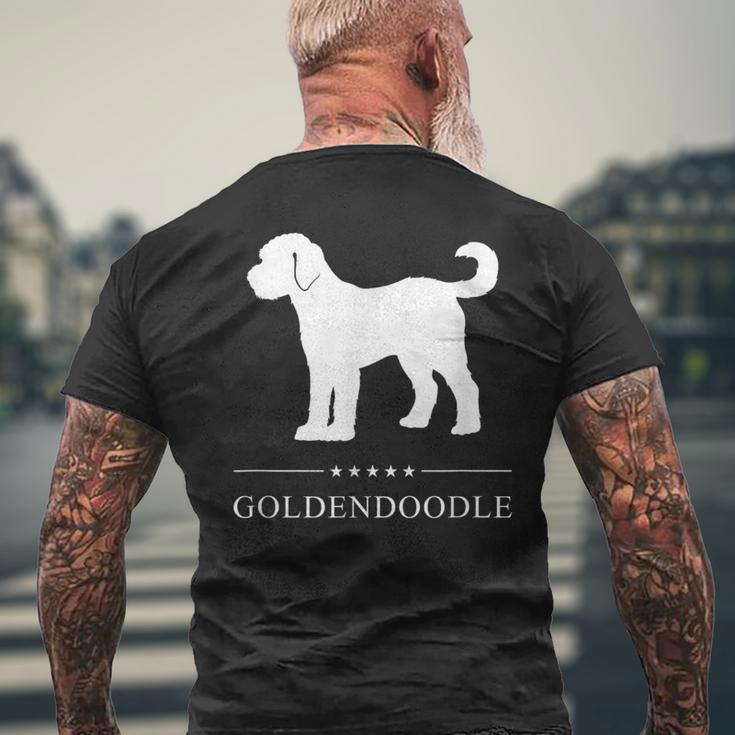 ゴールデンドゥードル 犬 ホワイト シルエット メンズTシャツ バックプリント 高齢者への贈り物