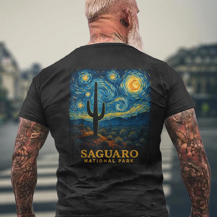 サグアロ国立公園にインスパイアされた星空の夜の冒険 メンズTシャツ バックプリント 高齢者への贈り物