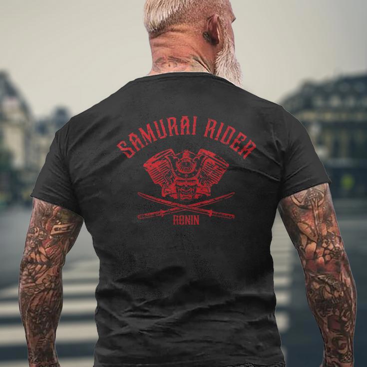 サムライ ライダー Ronin 侍 戦国武将 日本 武士道 戦士 ダメージ バイク エンジン カタナ メンズTシャツ バックプリント 高齢者への贈り物