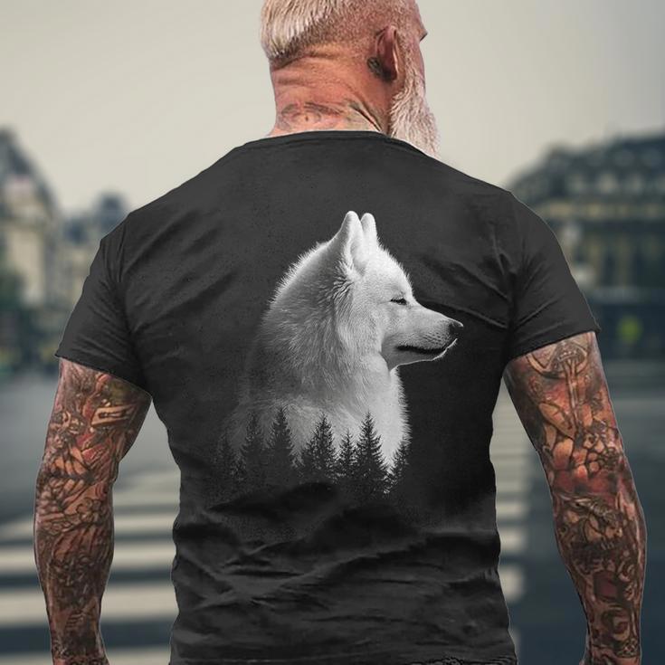 サモエド 犬 グラフィック ペット イラスト サモエド メンズTシャツ バックプリント 高齢者への贈り物
