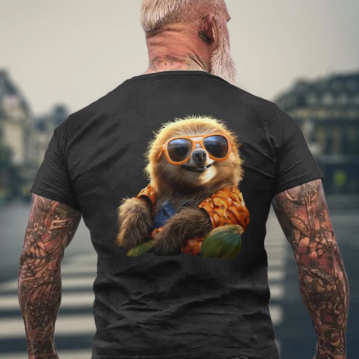 サングラスをかけたナマケモノかわいいナマケモノ メンズTシャツ バックプリント 高齢者への贈り物