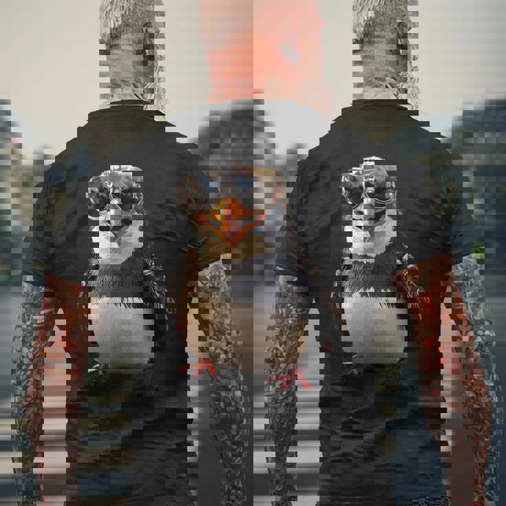 サングラスをかけたペンギン アニマル・フレンド ラブ・キュート・ペンギン メンズTシャツ バックプリント 高齢者への贈り物