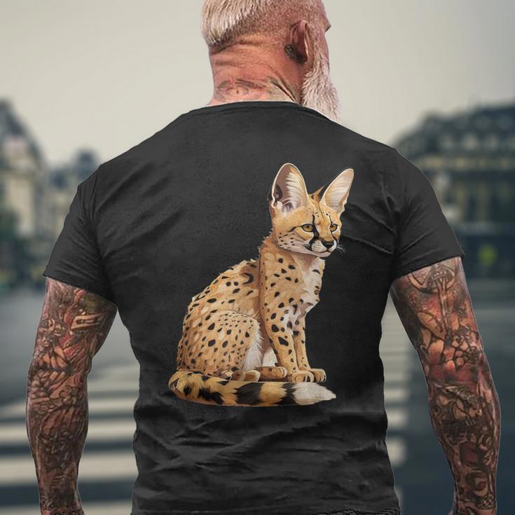 サーバル アニマル サーバルズ アフリカン ワイルドキャット サーバルキャット ワイルドキャット メンズTシャツ バックプリント 高齢者への贈り物