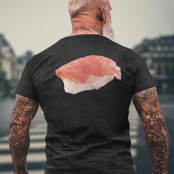 サーモン握り ローポリお寿司 鮭 レトロディザイン メンズTシャツ バックプリント 高齢者への贈り物