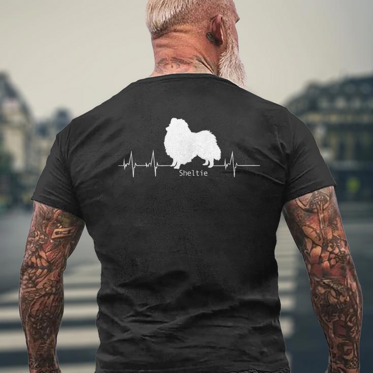 シェルティハートビートドッグデザイン シェルティギフト メンズTシャツ バックプリント 高齢者への贈り物