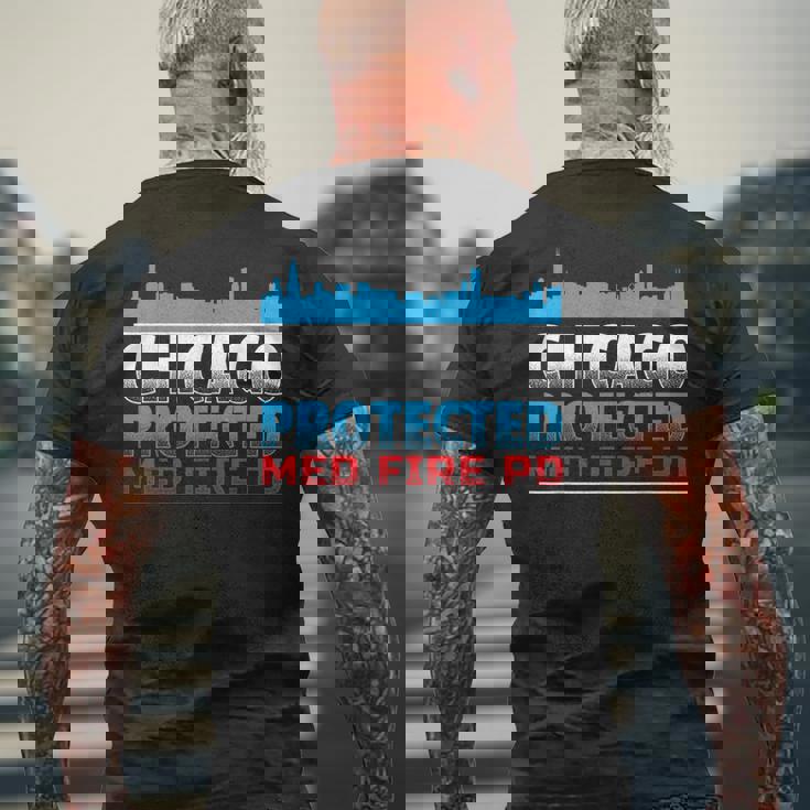 シカゴ・プロテクテッド Med Fire Pd シカゴファン向け メンズTシャツ バックプリント 高齢者への贈り物