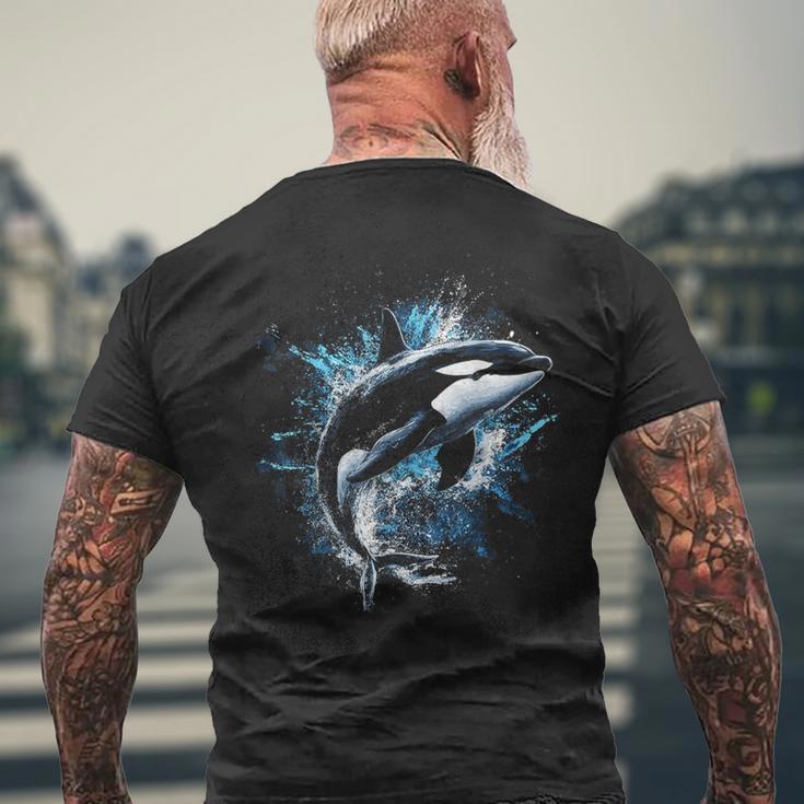 シャチ 動物 モチーフ アート シャチ メンズTシャツ バックプリント 高齢者への贈り物