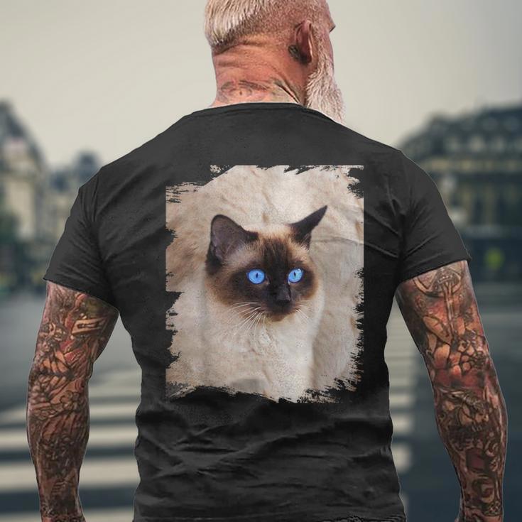 シャムの子猫の頭の顔 メンズTシャツ バックプリント 高齢者への贈り物