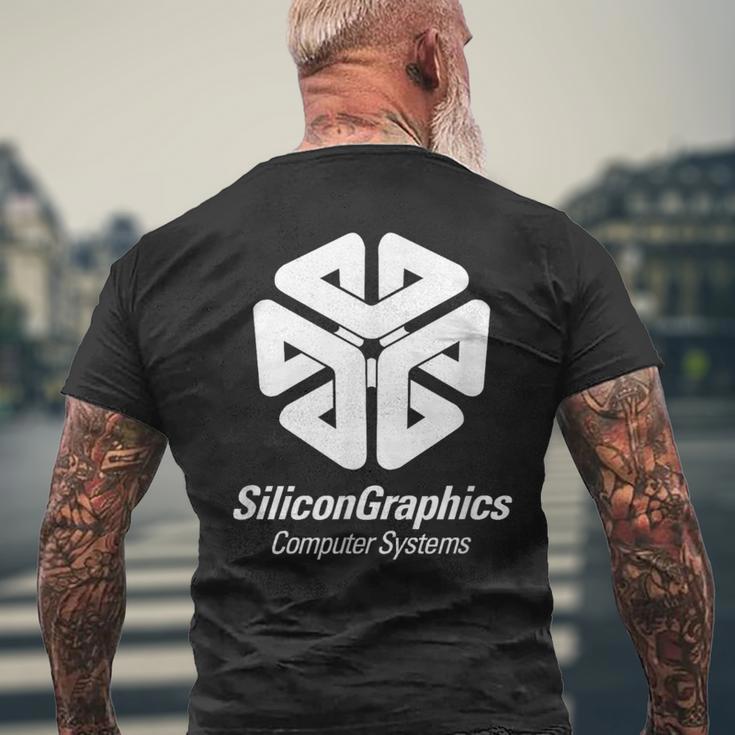 シリコングラフィックス コンピューターシステム レトロ スーパーコンピューター メンズTシャツ バックプリント 高齢者への贈り物