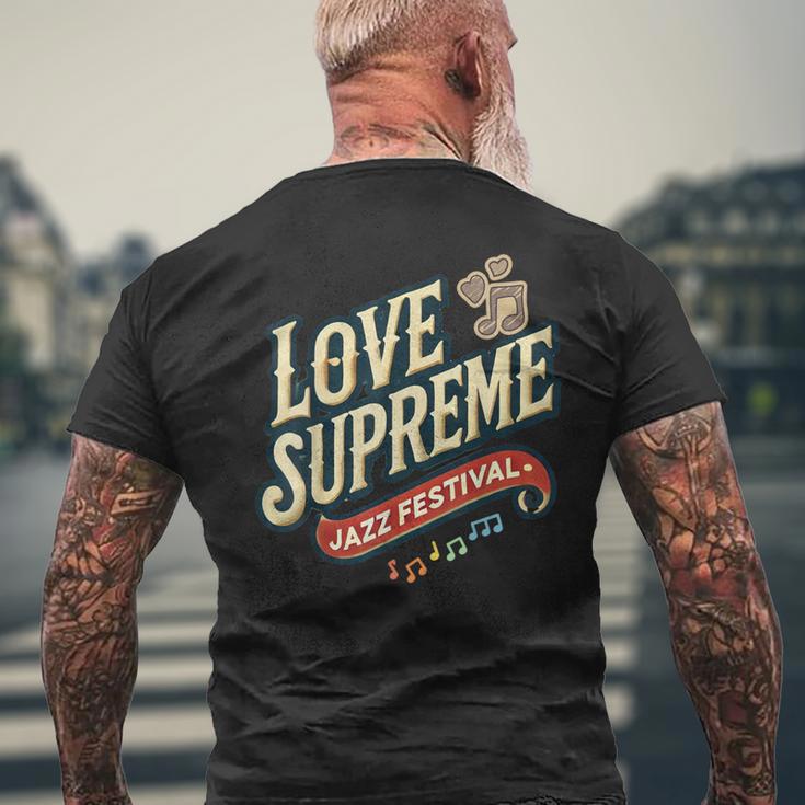 ジャズ愛好家のためのラブシュプリームジャズフェスティバル メンズTシャツ バックプリント 高齢者への贈り物