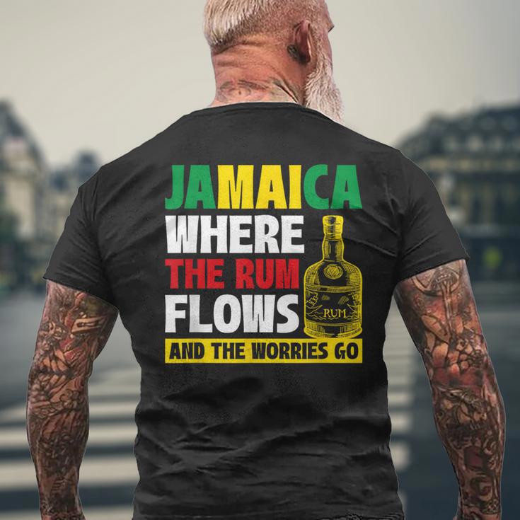 ジャマイカラム、レゲエ、ビーツ、ジャマイカバケーション メンズTシャツ バックプリント 高齢者への贈り物