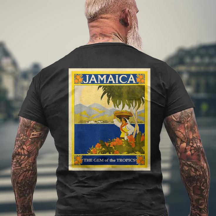 ジャマイカ熱帯地方の宝石レトロなヴィンテージ旅行ポスター メンズTシャツ バックプリント 高齢者への贈り物