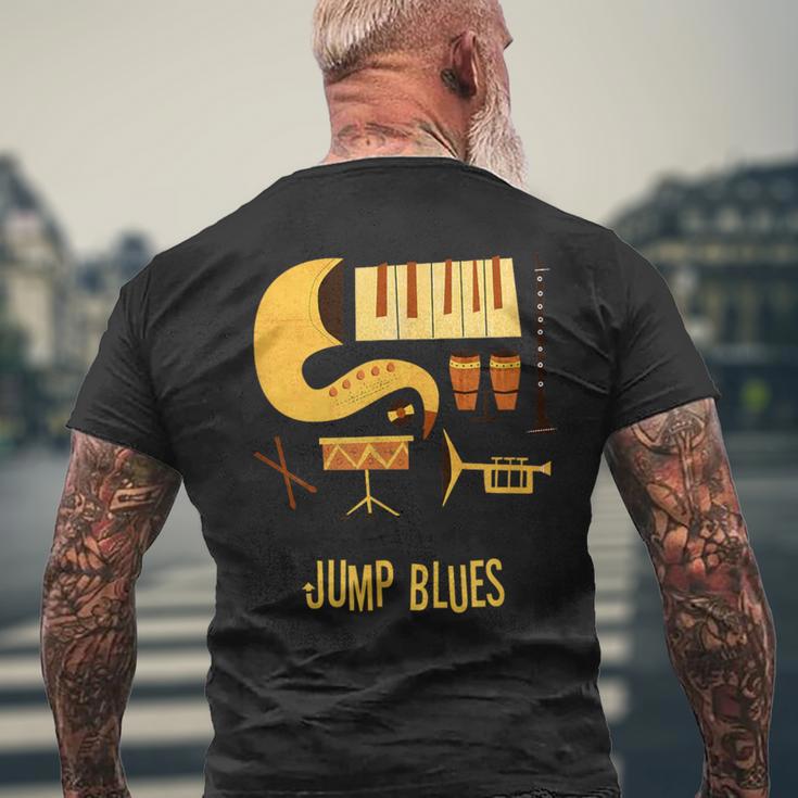 ジャンプ・ブルース-ヴィンテージ・ブルース・ミュージック メンズTシャツ バックプリント 高齢者への贈り物