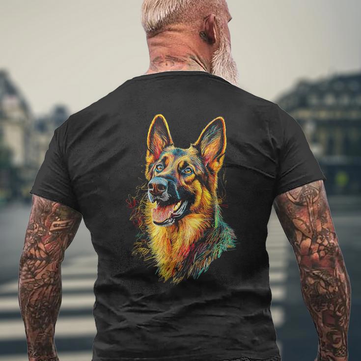 ジャーマンシェパード 犬 モチーフ ペット イラスト ジャーマンシェパード メンズTシャツ バックプリント 高齢者への贈り物