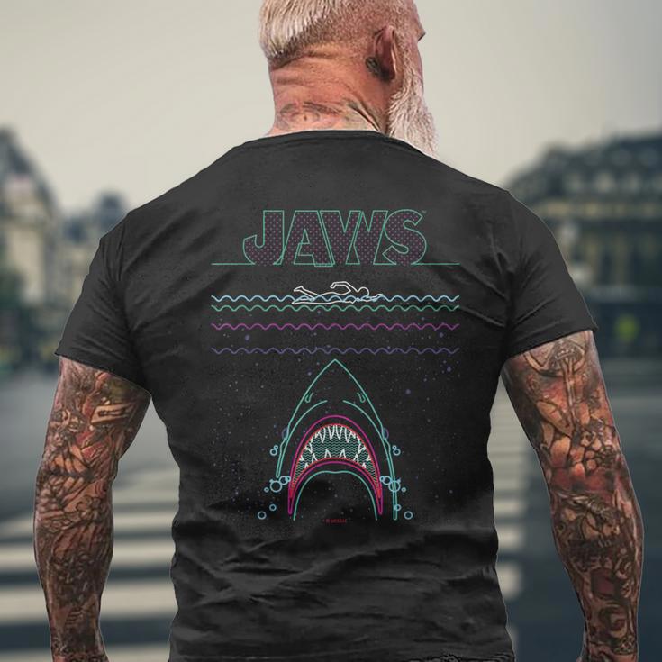 ジョーズ ネオンシャークアタックサーファーアートワーク メンズTシャツ バックプリント 高齢者への贈り物