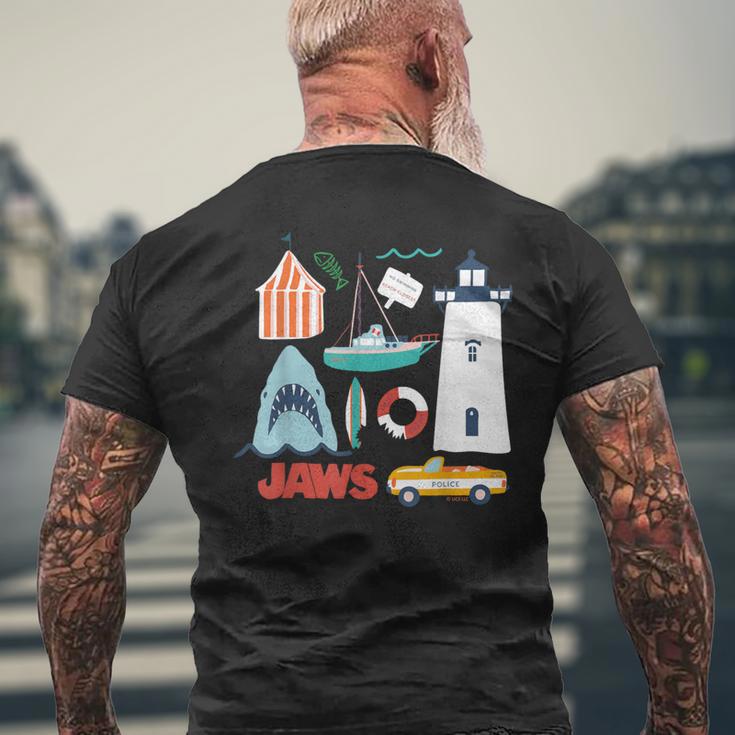 ジョーズシャークライトハウスオルカボートポリス メンズTシャツ バックプリント 高齢者への贈り物