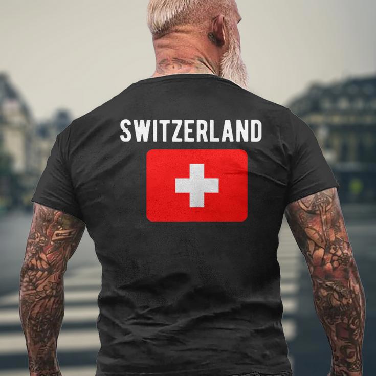 スイス国旗 スイス国地図フラッグ メンズTシャツ バックプリント 高齢者への贈り物