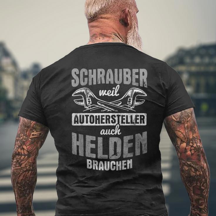 スクリュードライバー Weil 自動車メーカー ヘルデンニードル メカニック メンズTシャツ バックプリント 高齢者への贈り物