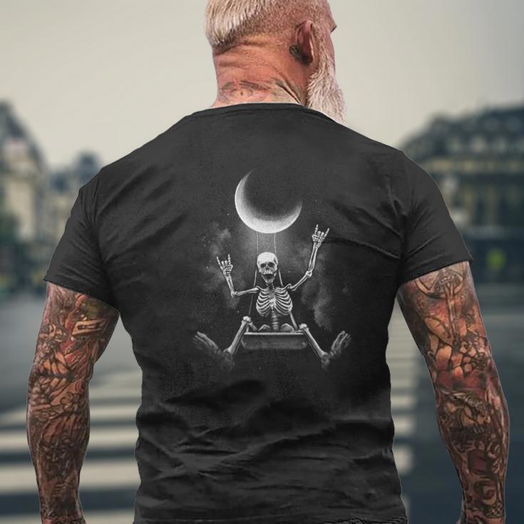 スケルトンロックオンムーン不気味なハロウィンロックバンド 怖い 長袖tシャツ メンズTシャツ バックプリント 高齢者への贈り物