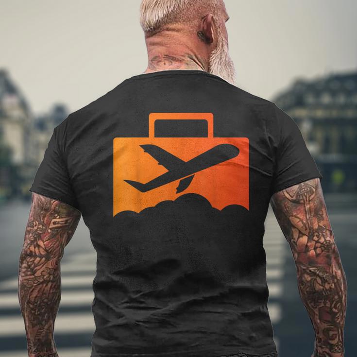スーツケース航空の飛行機デザイン メンズTシャツ バックプリント 高齢者への贈り物