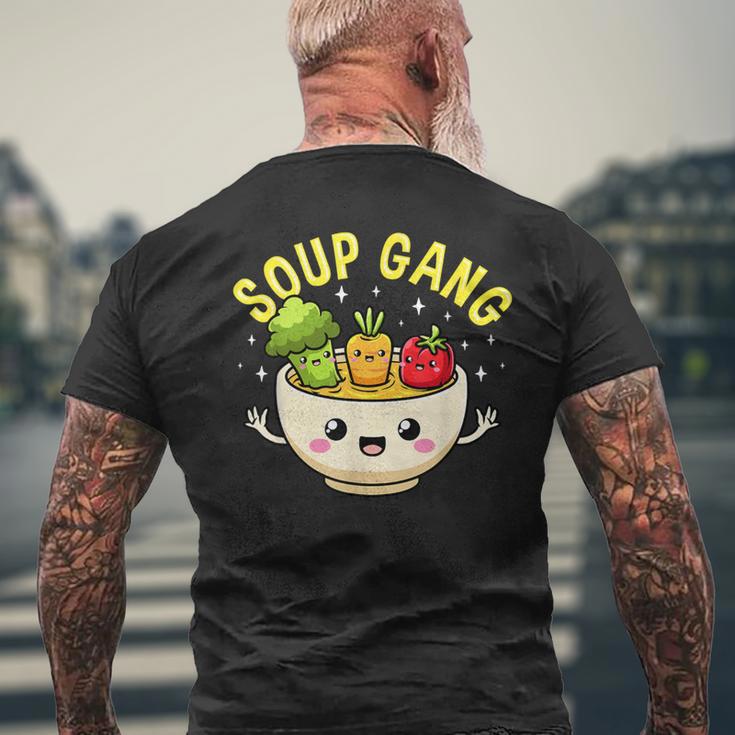 スープギャング かわいい 野菜 ボウル入り かわいい 料理 楽しい メンズTシャツ バックプリント 高齢者への贈り物