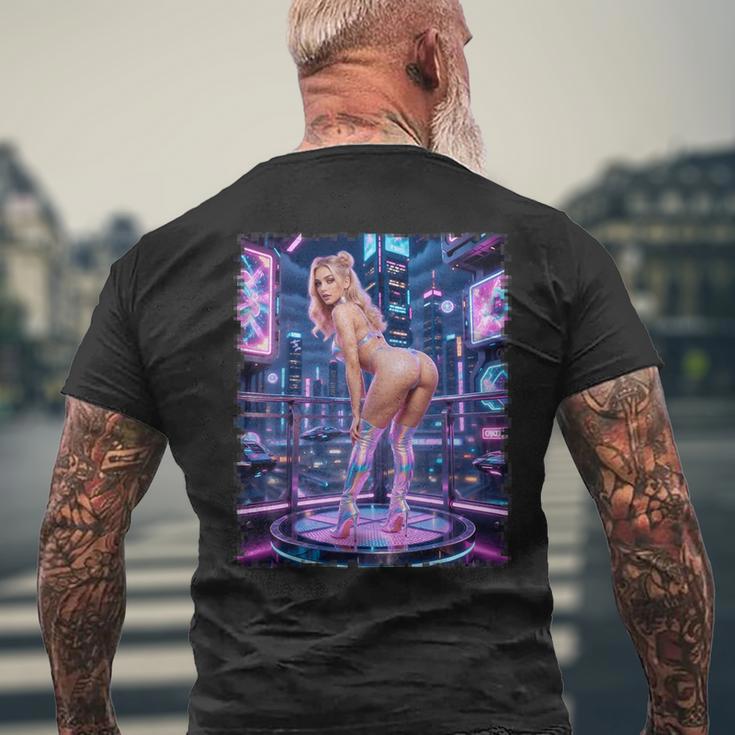 セクシーガールグラフィックtシャツ サイバーパンク ピンナップガールダンサー メンズTシャツ バックプリント 高齢者への贈り物