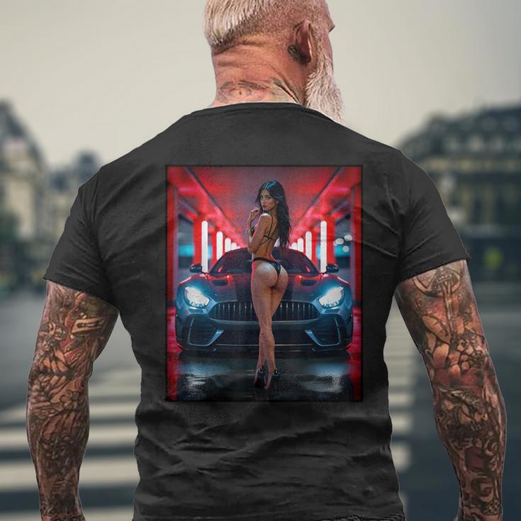 セクシーガールグラフィックtシャツ セクシービキニモデル&エキゾチックカー メンズTシャツ バックプリント 高齢者への贈り物