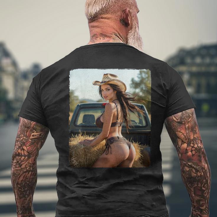 セクシーガールグラフィックtシャツ カウガールピンナップガール 2 メンズTシャツ バックプリント 高齢者への贈り物