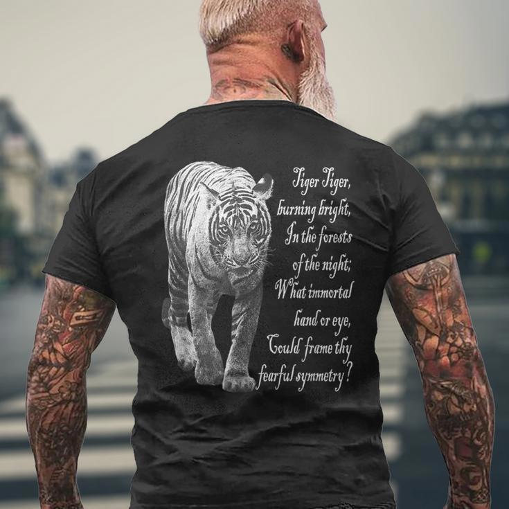 タイガー 白黒 ウィリアムブレイクの詩 メンズTシャツ バックプリント 高齢者への贈り物