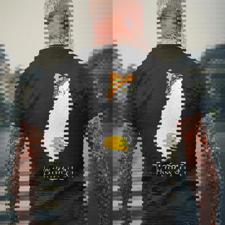 タコキャット-楽しい猫の回文 メンズTシャツ バックプリント 高齢者への贈り物