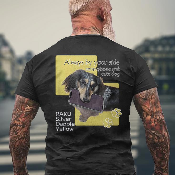 ダックス ミニチュアダックス シルバーダップル スマホ らく 犬 メンズTシャツ バックプリント 高齢者への贈り物